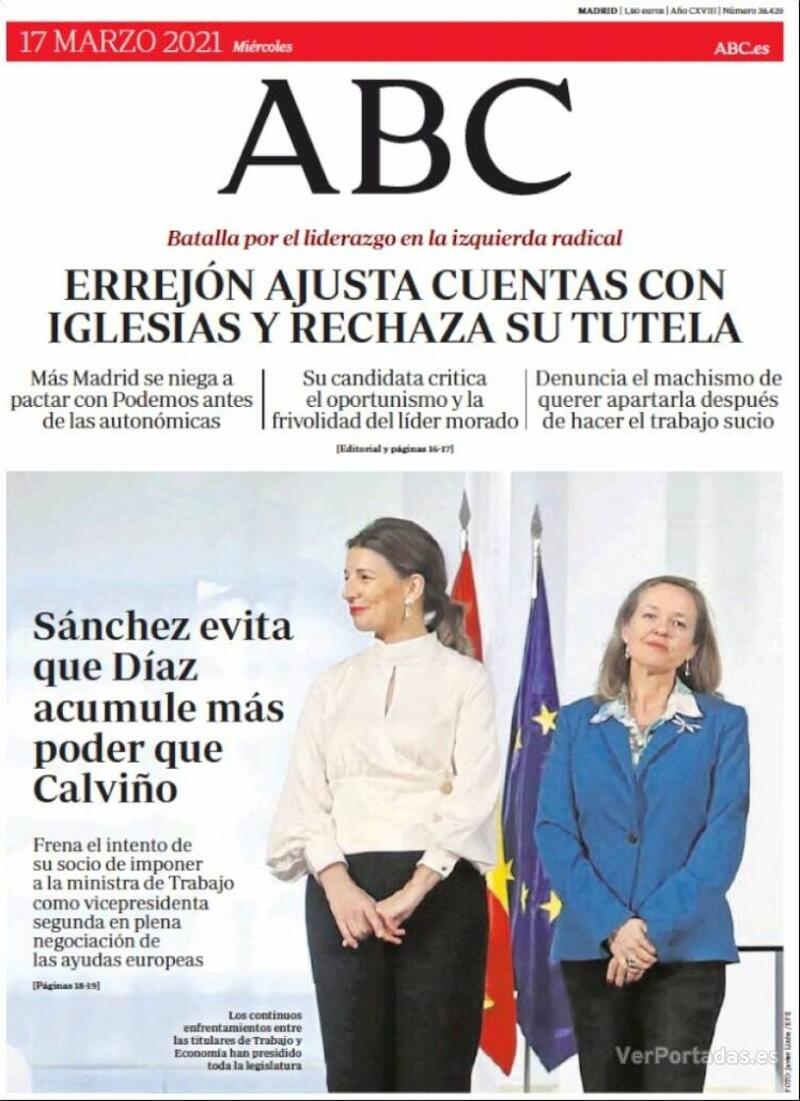 Portada ABC 2021-03-18