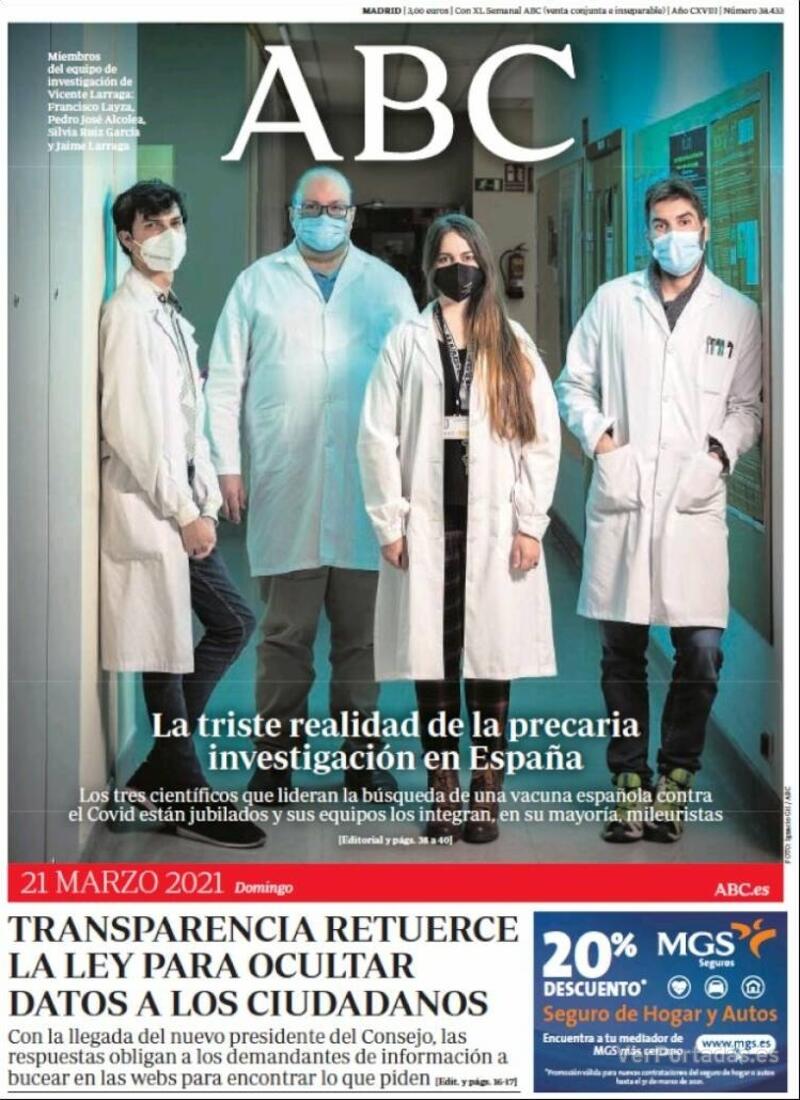 Portada ABC 2021-03-22