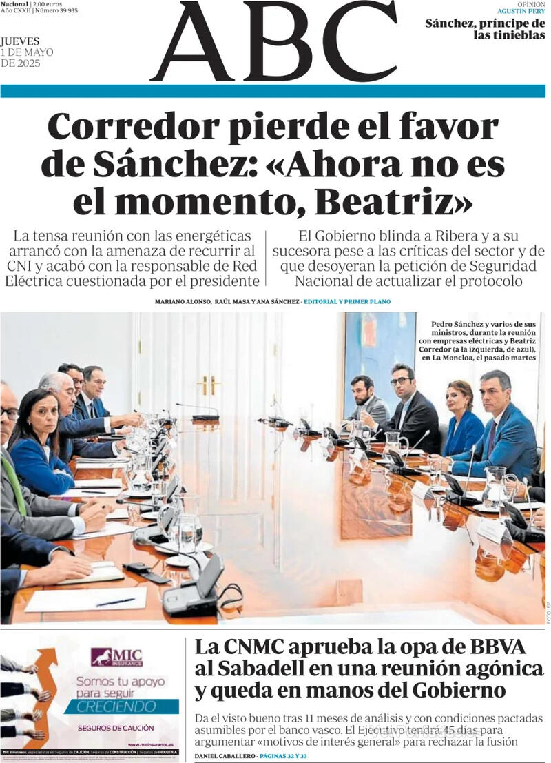 Portada La Vanguardia 2025-05-01