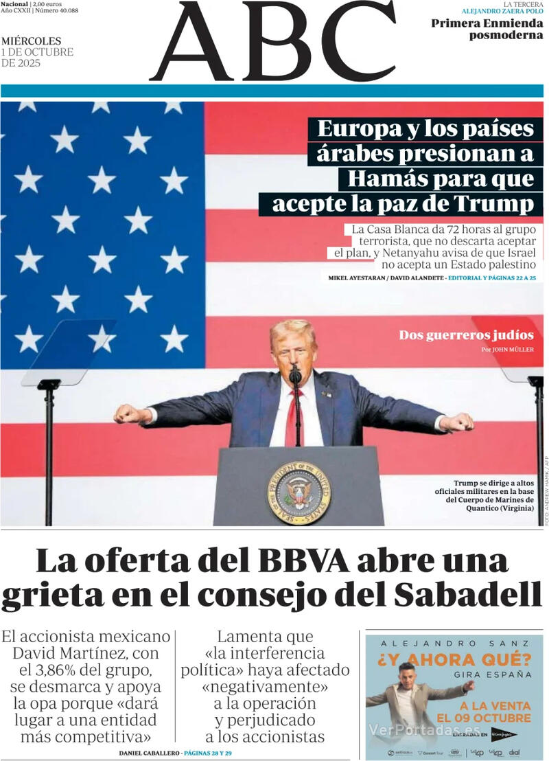 Portada La Vanguardia 2025-10-01