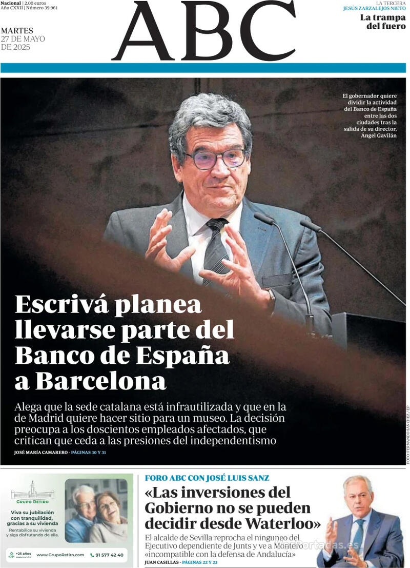 Portada La Vanguardia 2025-05-27