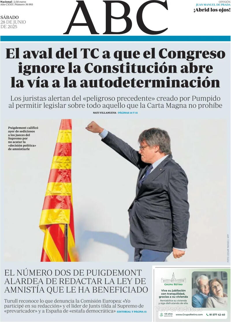 Portada La Vanguardia 2025-06-28