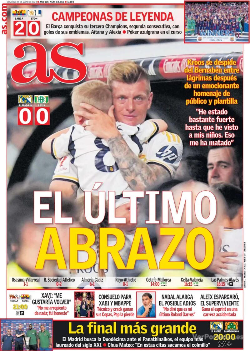 PORTADAS PRENSA DEPORTIVA DOMINGO 26 DE MAYO Portada-periodico-as-26-05-2024-419067d1