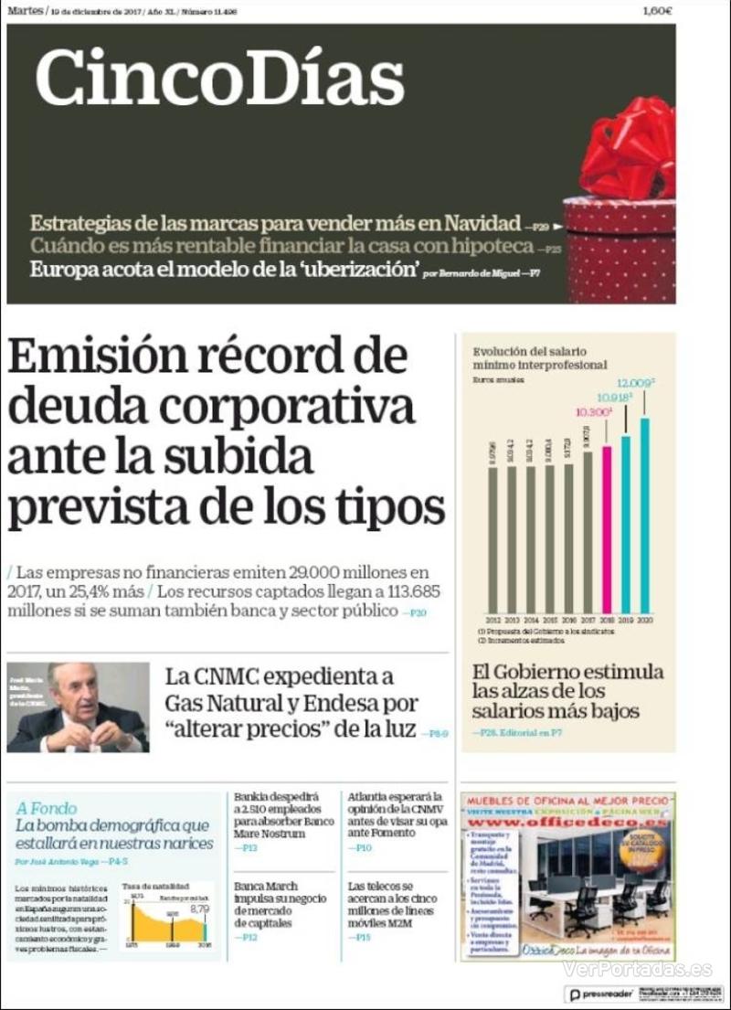 Portada El Economista 2017-12-19