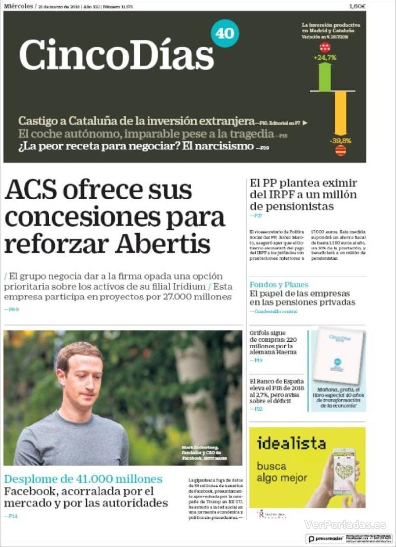 Portada El Economista 2018-03-21