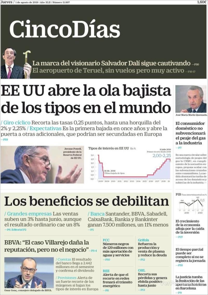 Portada El Economista 2019-08-01