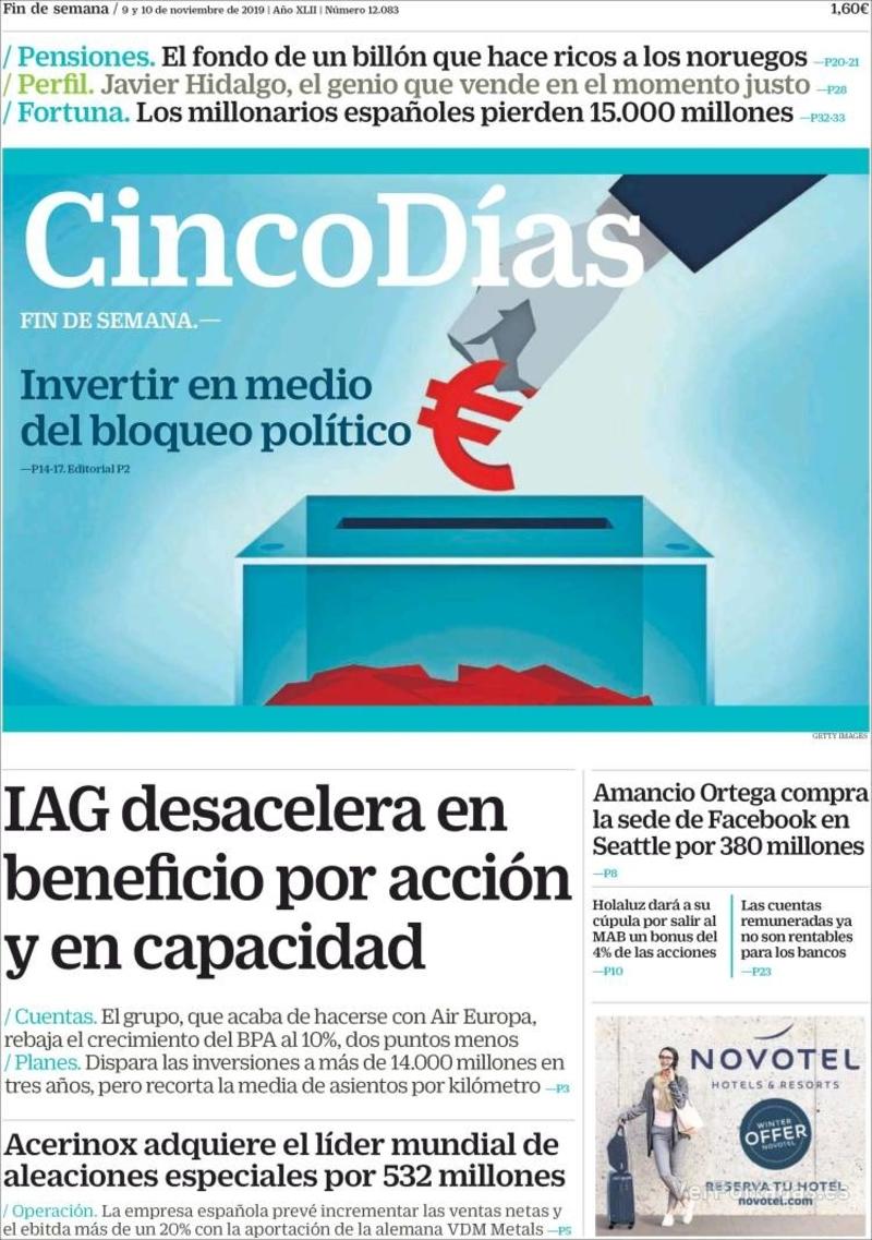 Portada Cinco Días 2019-11-11