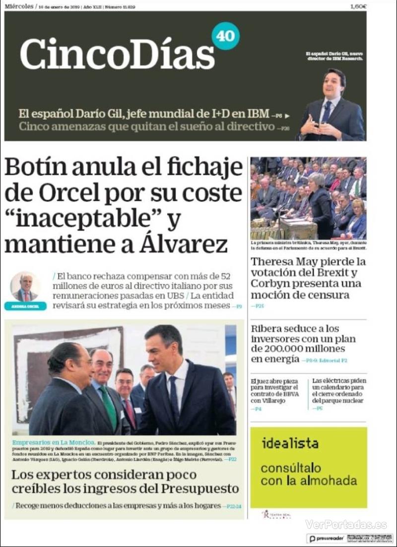 Portada El Economista 2019-01-16