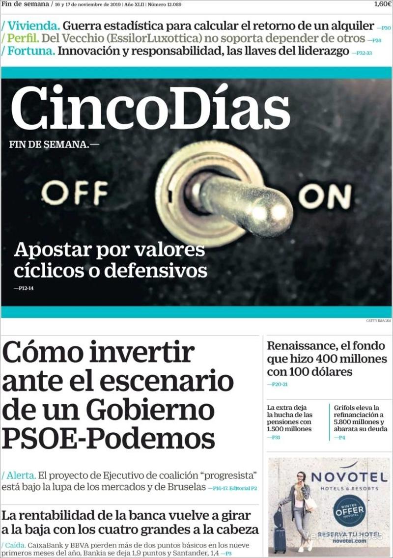 Portada Cinco Días 2019-11-18