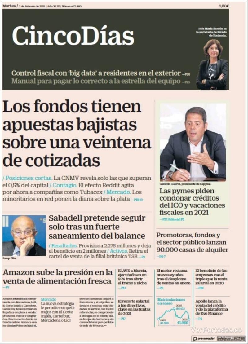 Portada Cinco Días 2021-02-03