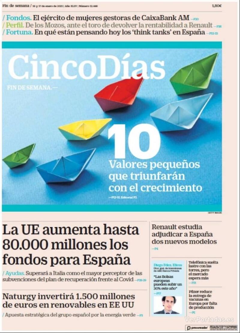 Portada Cinco Días 2021-01-18