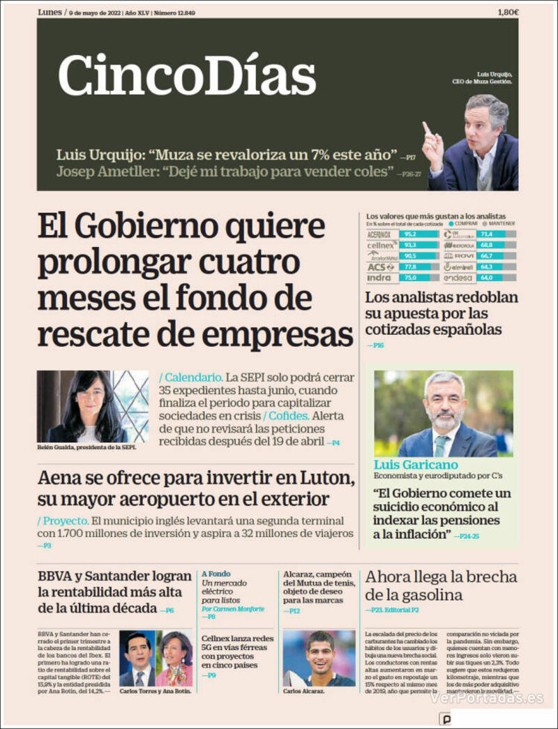 Portada Cinco Días 2022-05-10