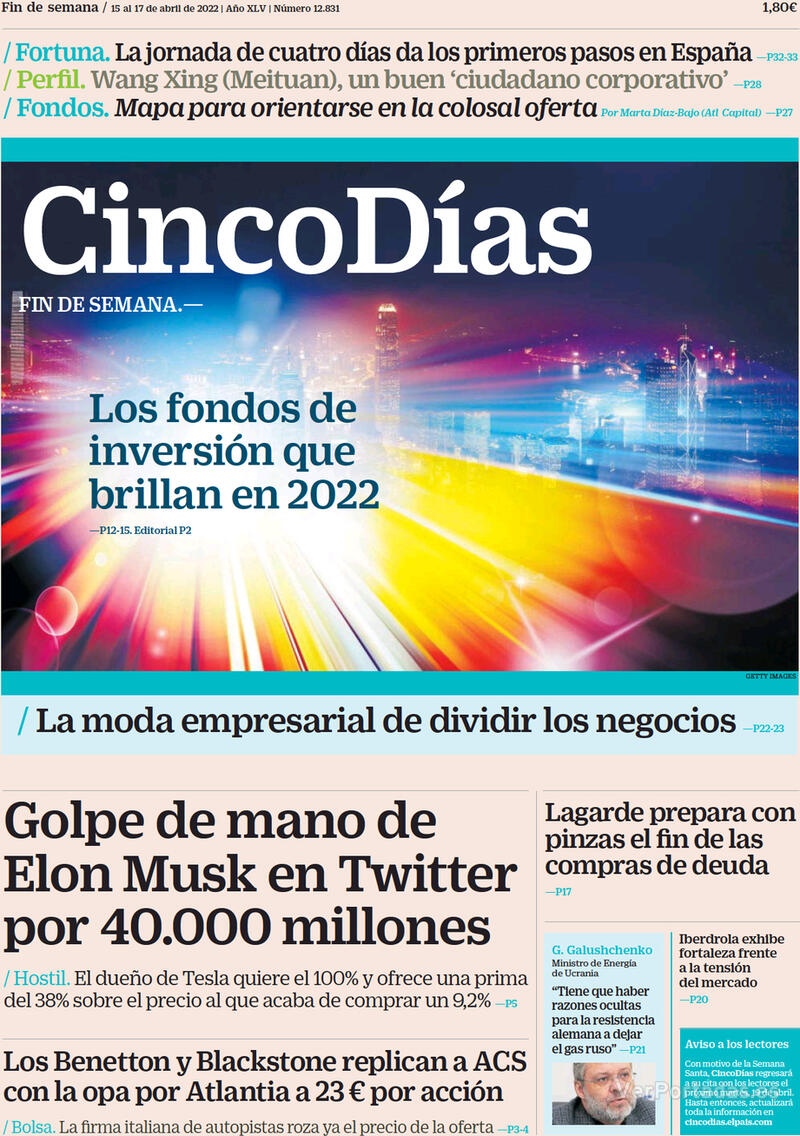 Portada Cinco Días 2022-04-19