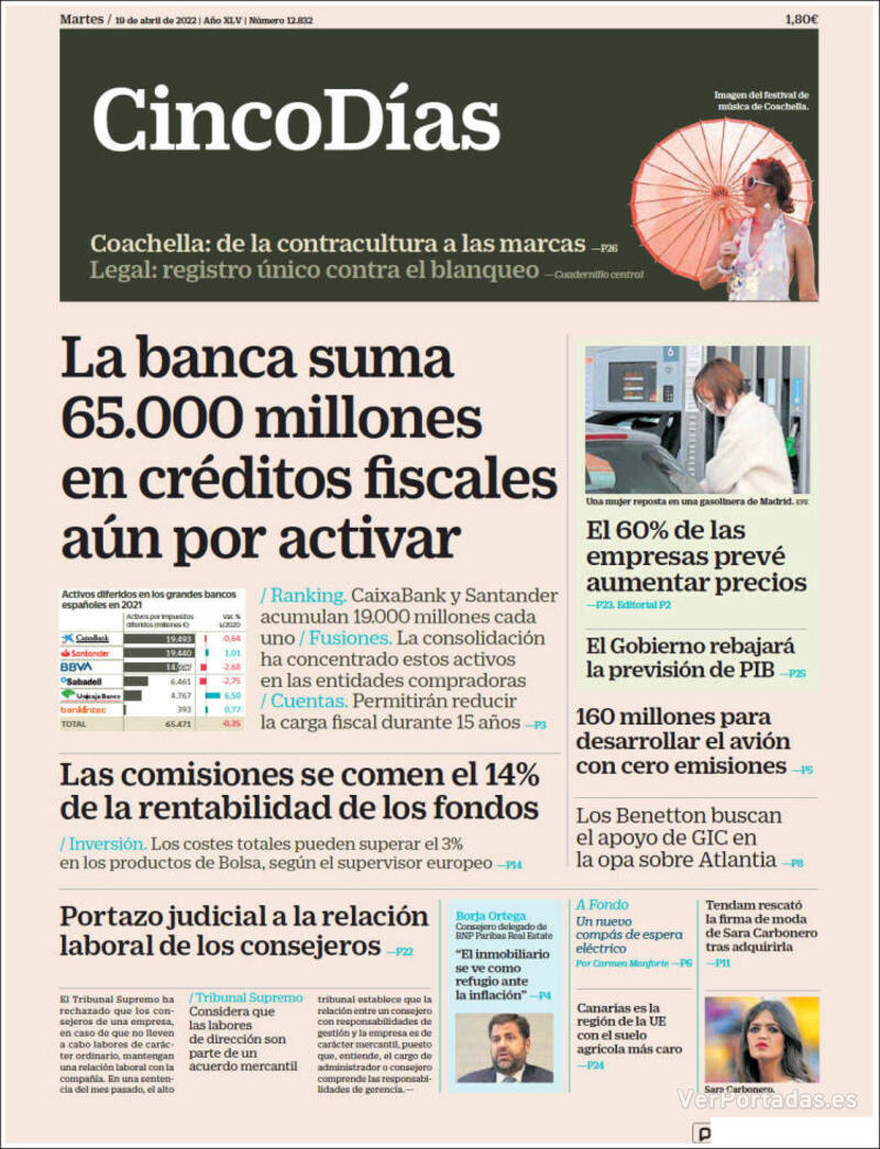 Portada Cinco Días 2022-04-20