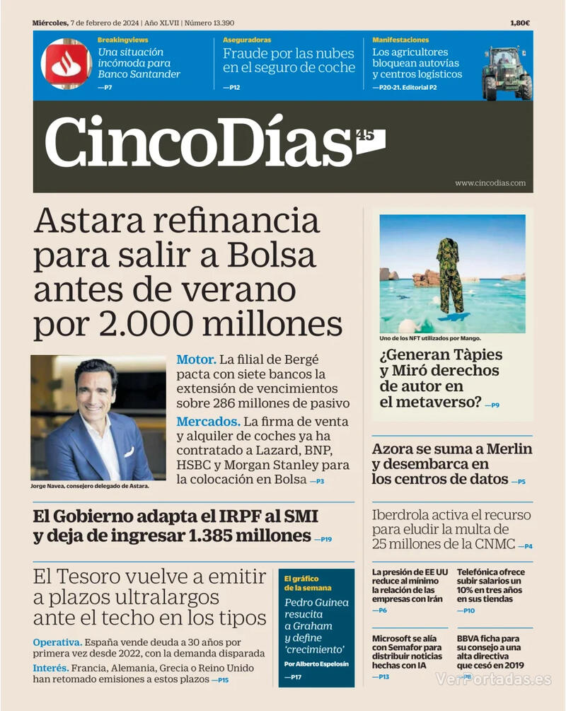 Portada Cinco Días 2024-02-08