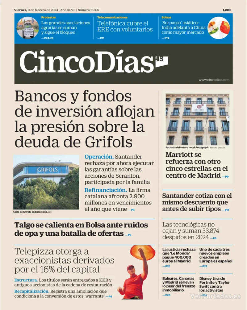 Portada Cinco Días 2024-02-10