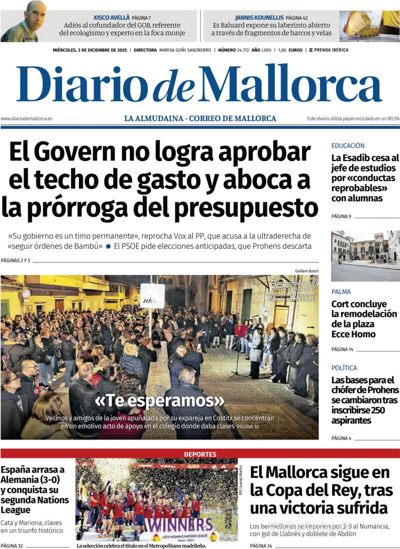 Portada El Periódico Aragón 2025-12-03
