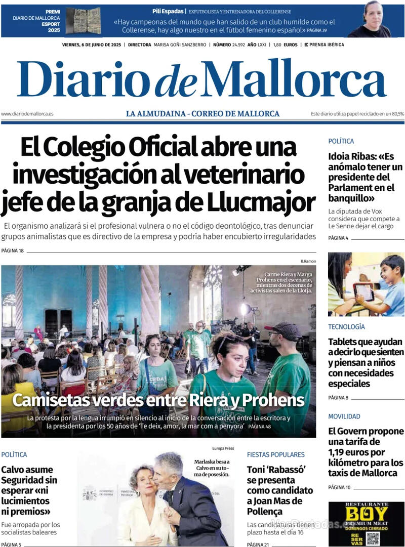 Portada El Periódico Aragón 2025-06-06