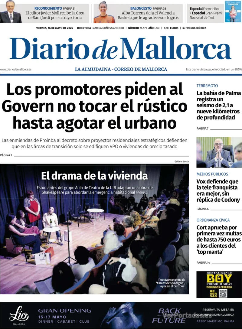 Portada El Periódico Aragón 2025-05-16