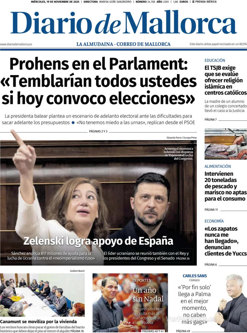 Portada El Periódico Aragón 2025-11-19
