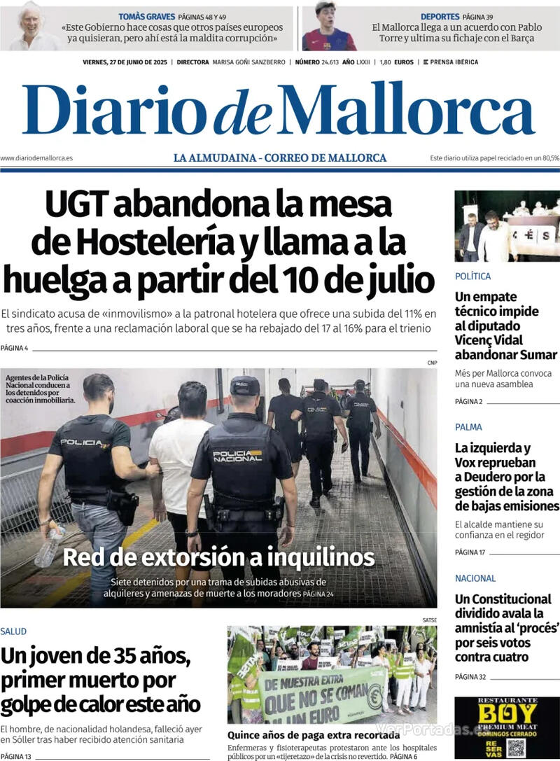 Portada El Periódico Aragón 2025-06-27