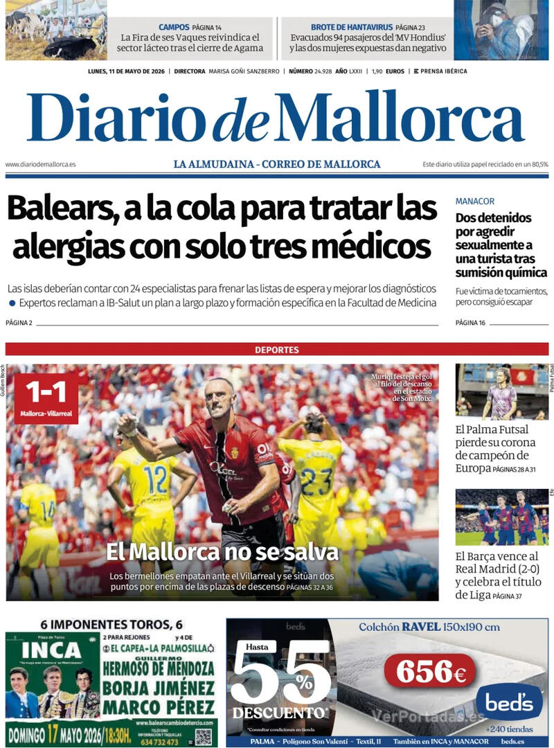 Portada El Periódico Aragón 2026-05-11