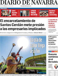 Portada periódico Diario de Navarra