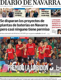 Portada periódico Diario de Navarra