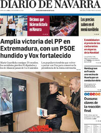 Portada Diario de Navarra 2025-12-22