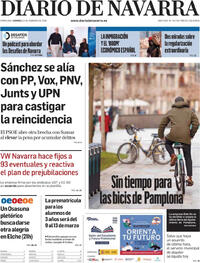 Portada Diario de Navarra 2026-02-13