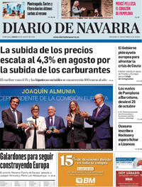 Portada Diario de Navarra 2026-08-29