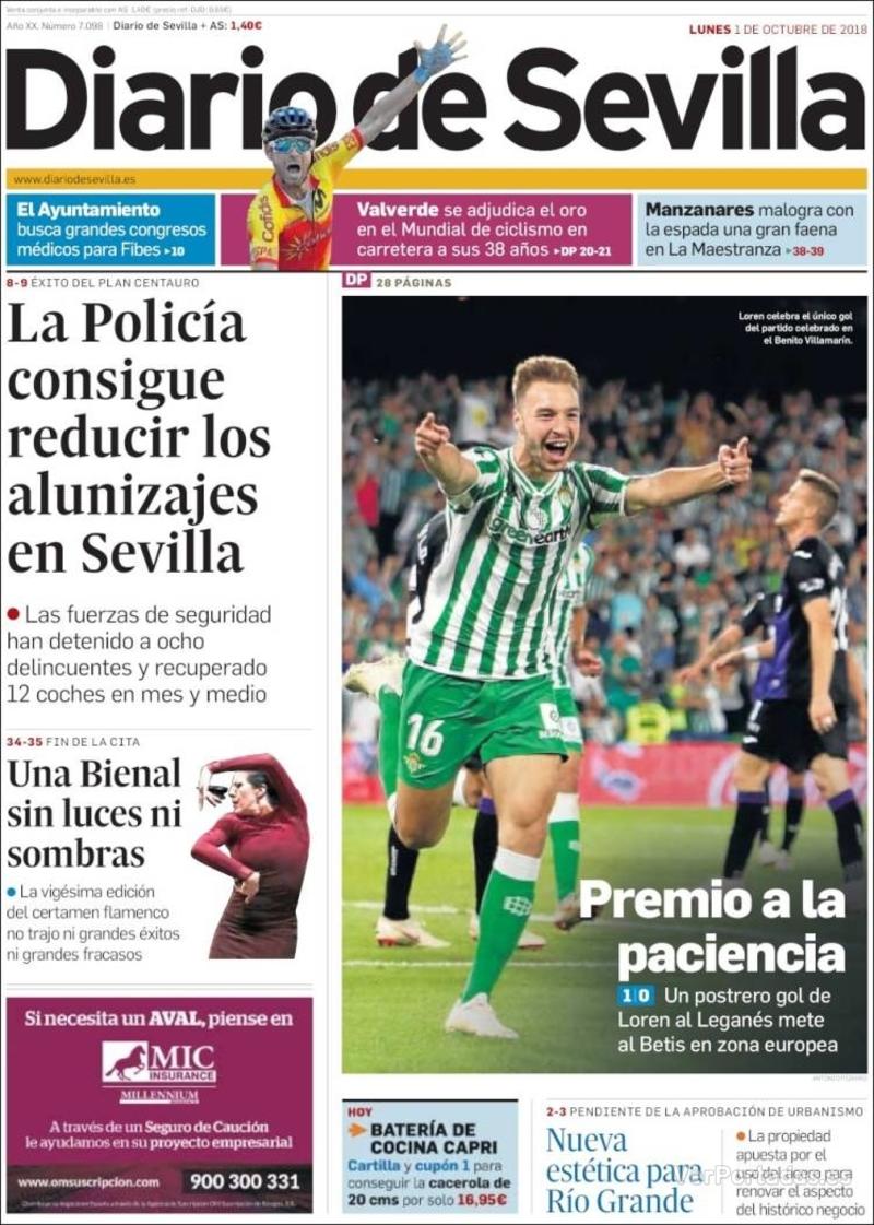 Portada Diario de Sevilla 2018-10-02