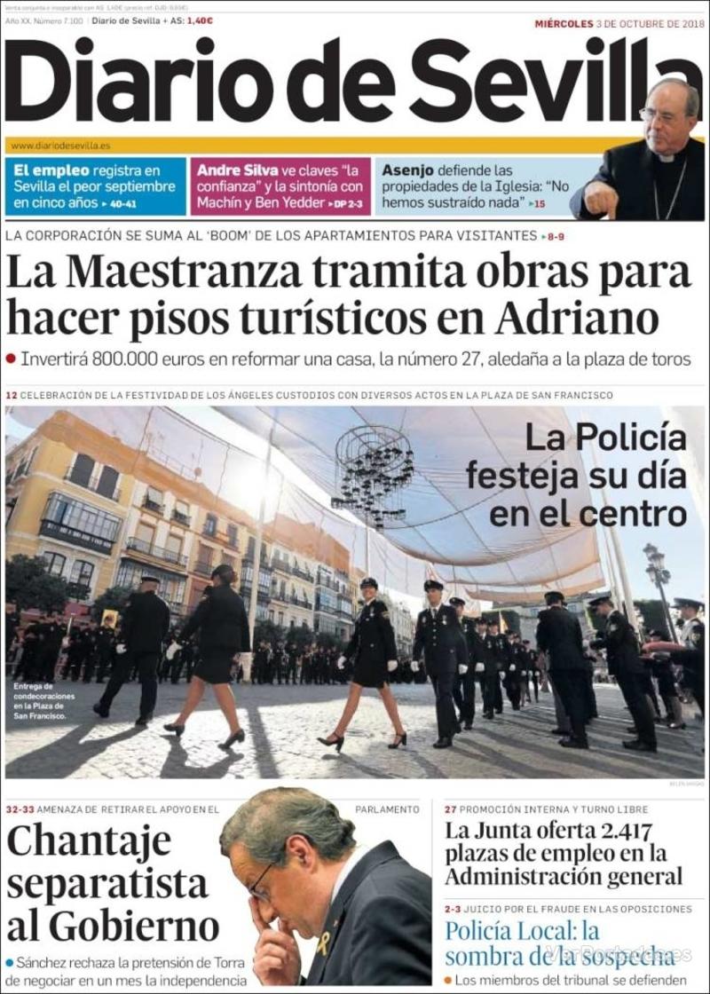 Portada Diario de Sevilla 2018-10-04