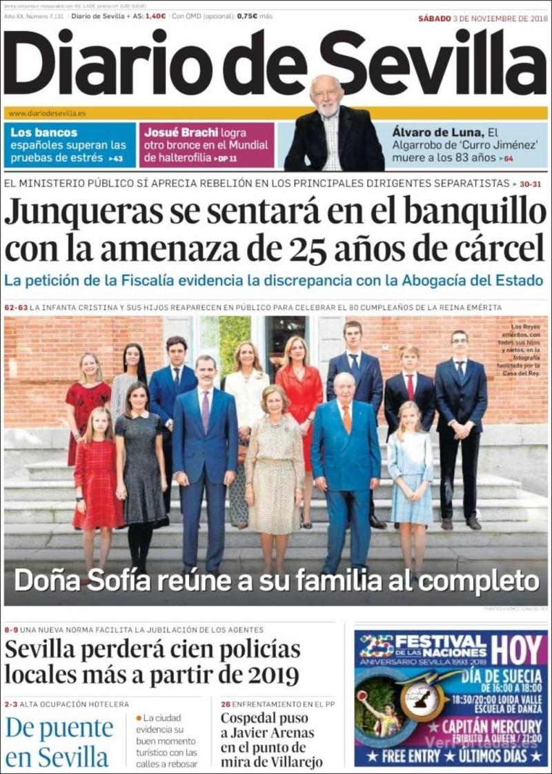 Portada Diario de Sevilla 2018-11-04