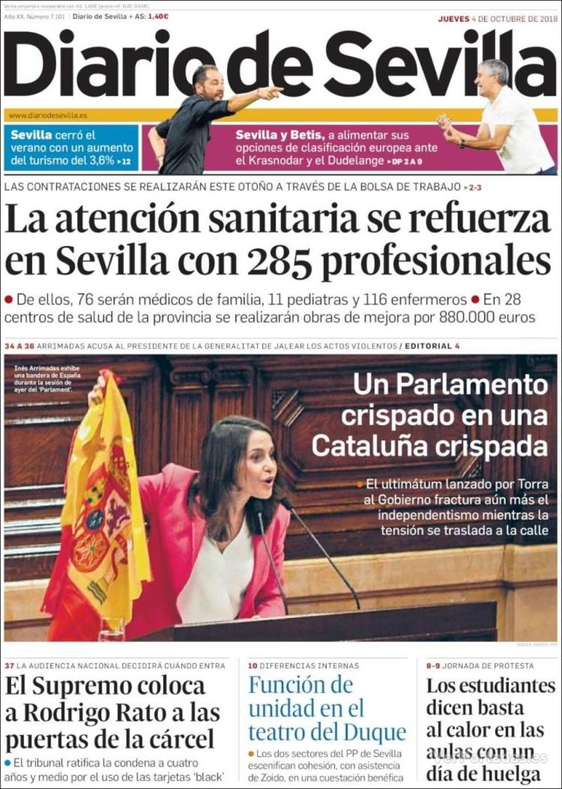 Portada Diario de Sevilla 2018-10-05