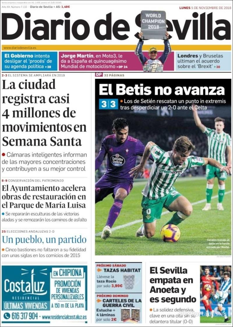 Portada Diario de Sevilla 2018-11-06