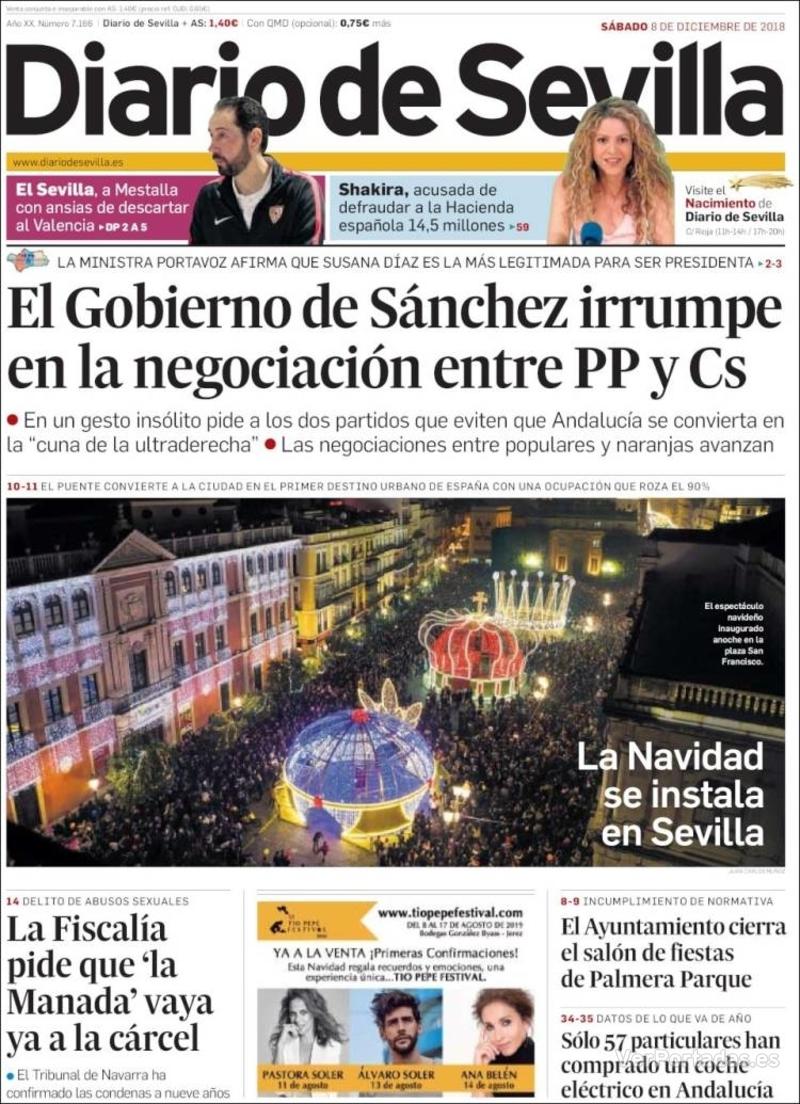 Portada Diario de Sevilla 2018-12-09