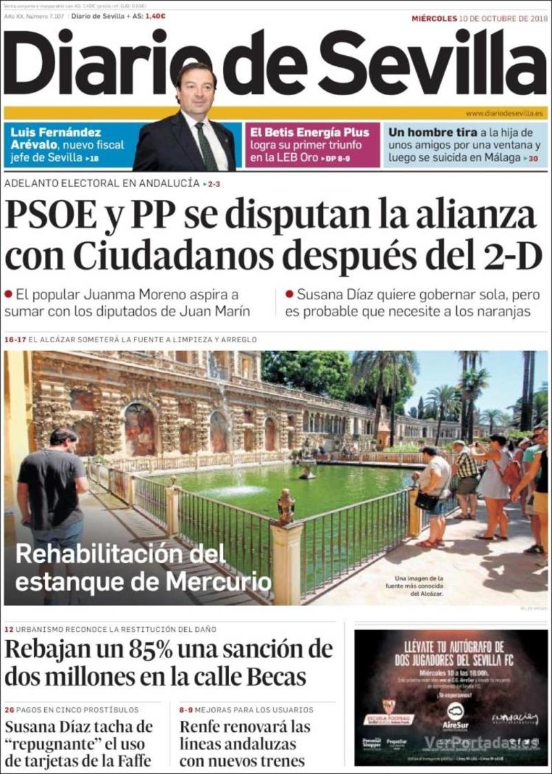 Portada Diario de Sevilla 2018-10-11