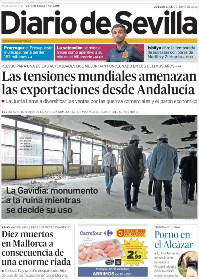 Portada Diario de Sevilla 2018-10-12