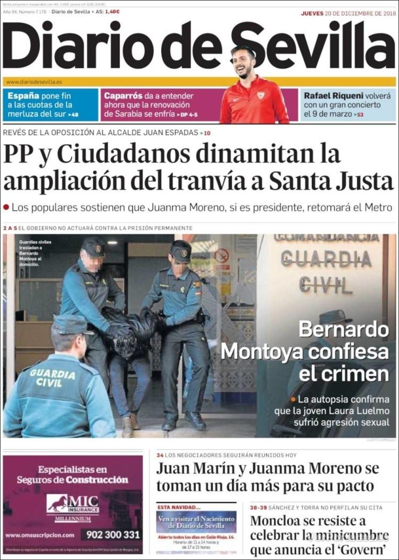 Portada Diario de Sevilla 2018-12-21