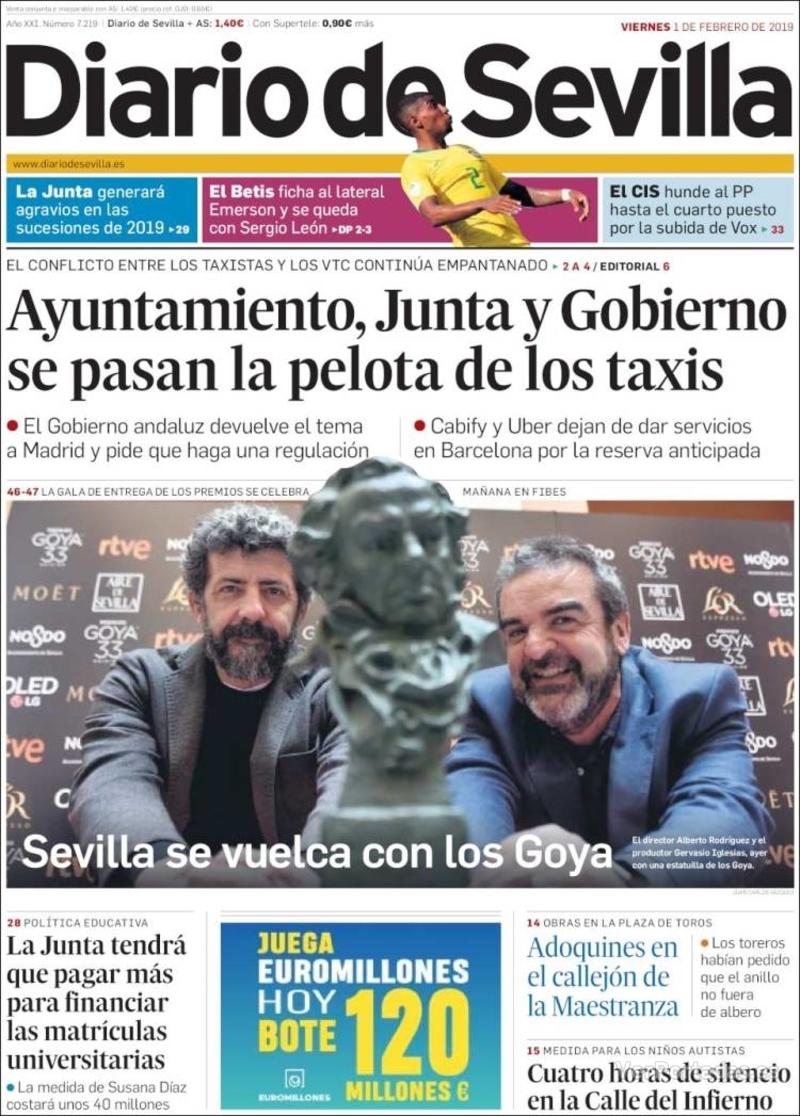 Portada Diario de Sevilla 2019-02-02