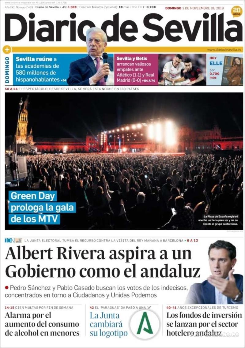 Portada Diario de Sevilla 2019-11-04