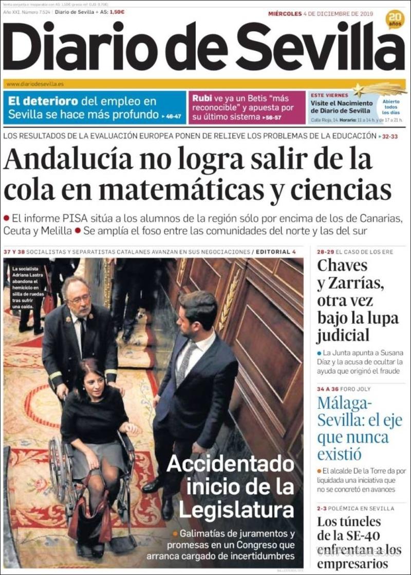 Portada Diario de Sevilla 2019-12-05