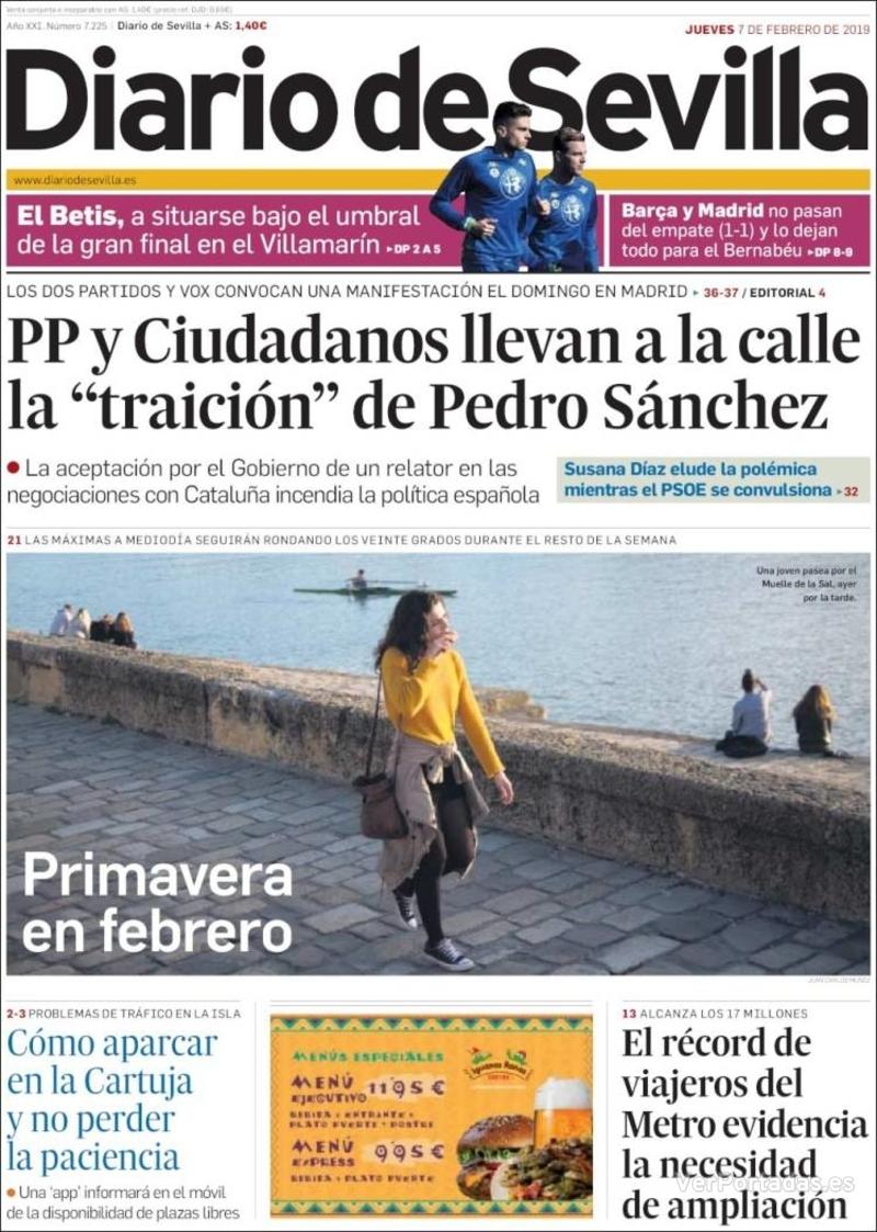 Portada Diario de Sevilla 2019-02-08