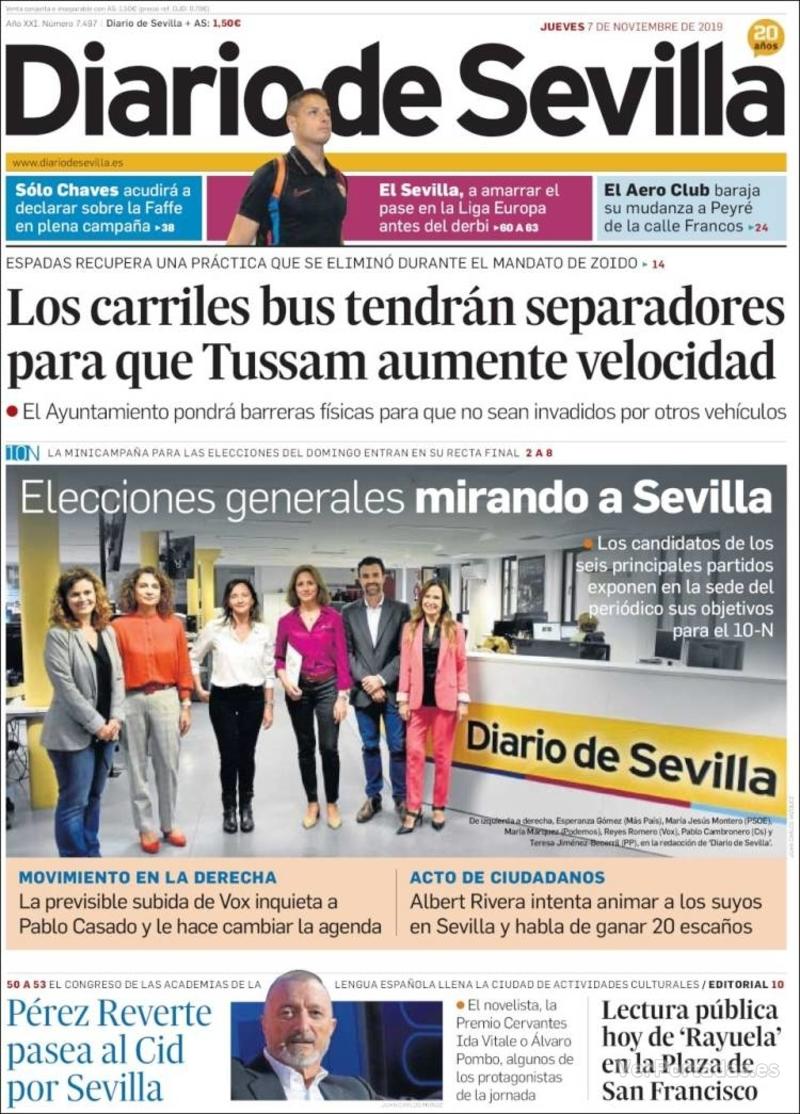 Portada Diario de Sevilla 2019-11-08