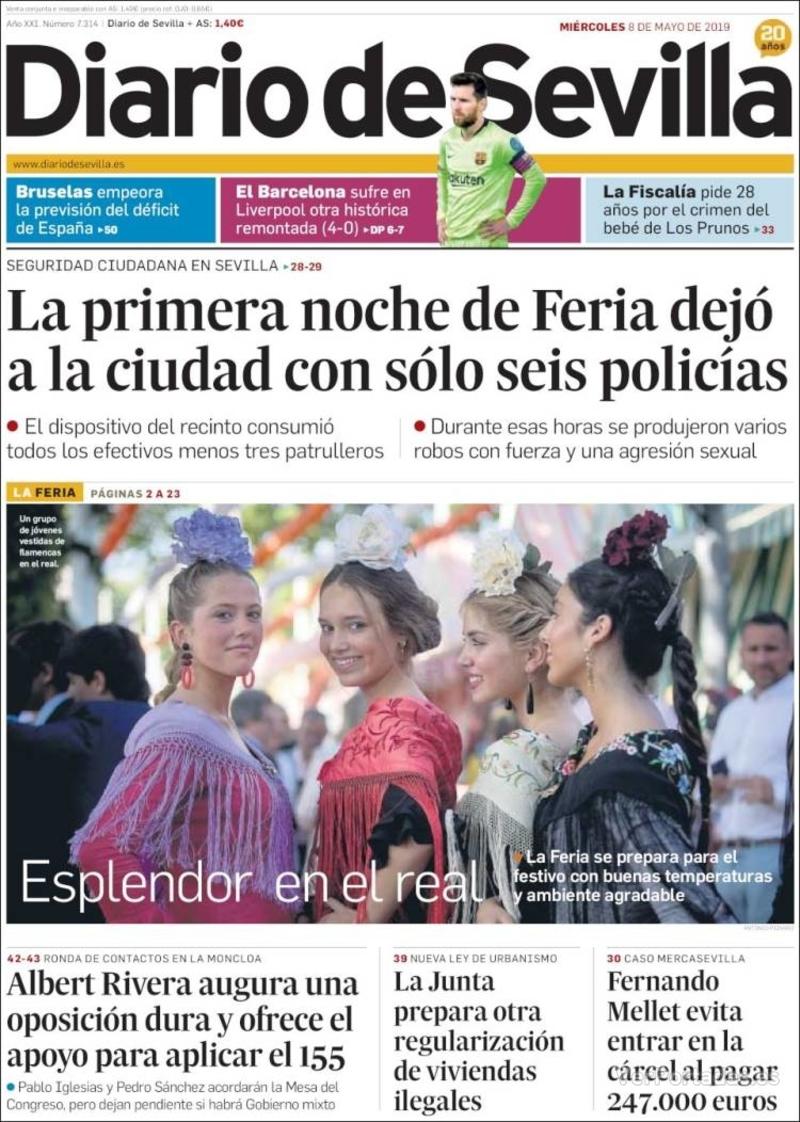 Portada Diario de Sevilla 2019-05-09