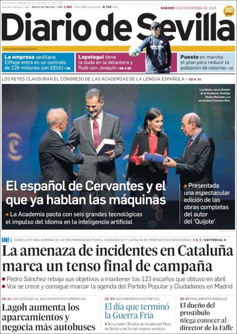 Portada Diario de Sevilla 2019-11-10