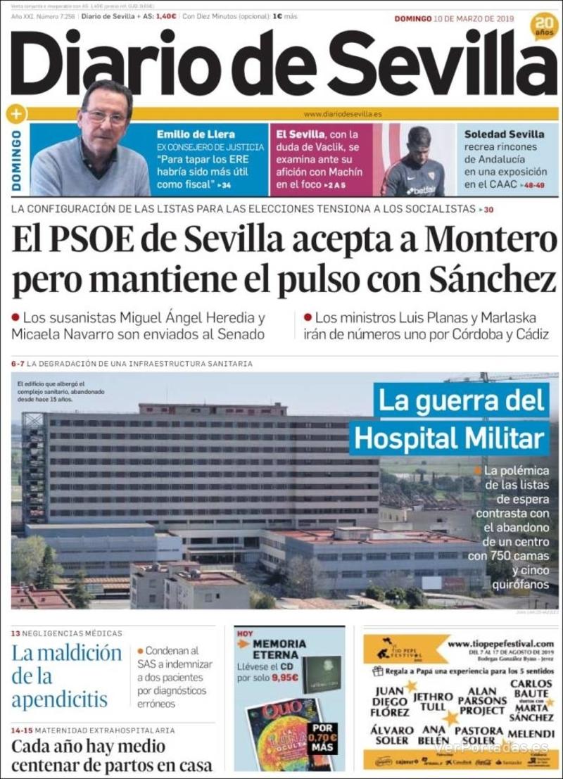 Portada Diario de Sevilla 2019-03-11