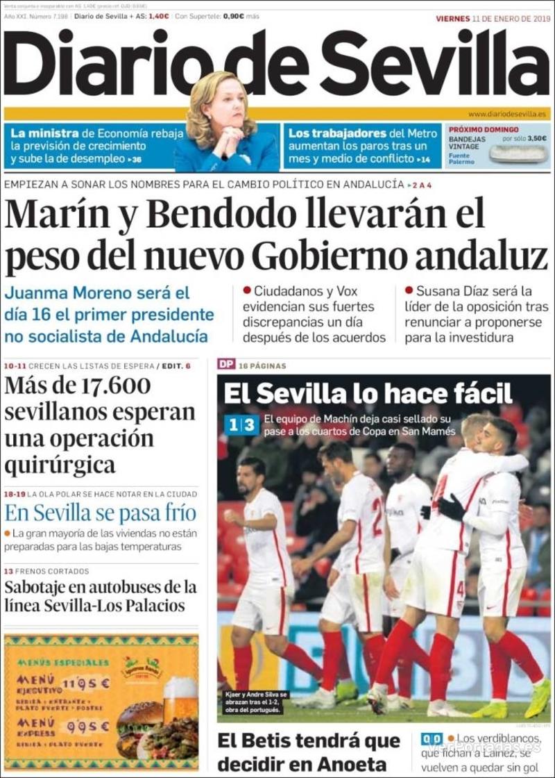 Portada Diario de Sevilla 2019-01-12