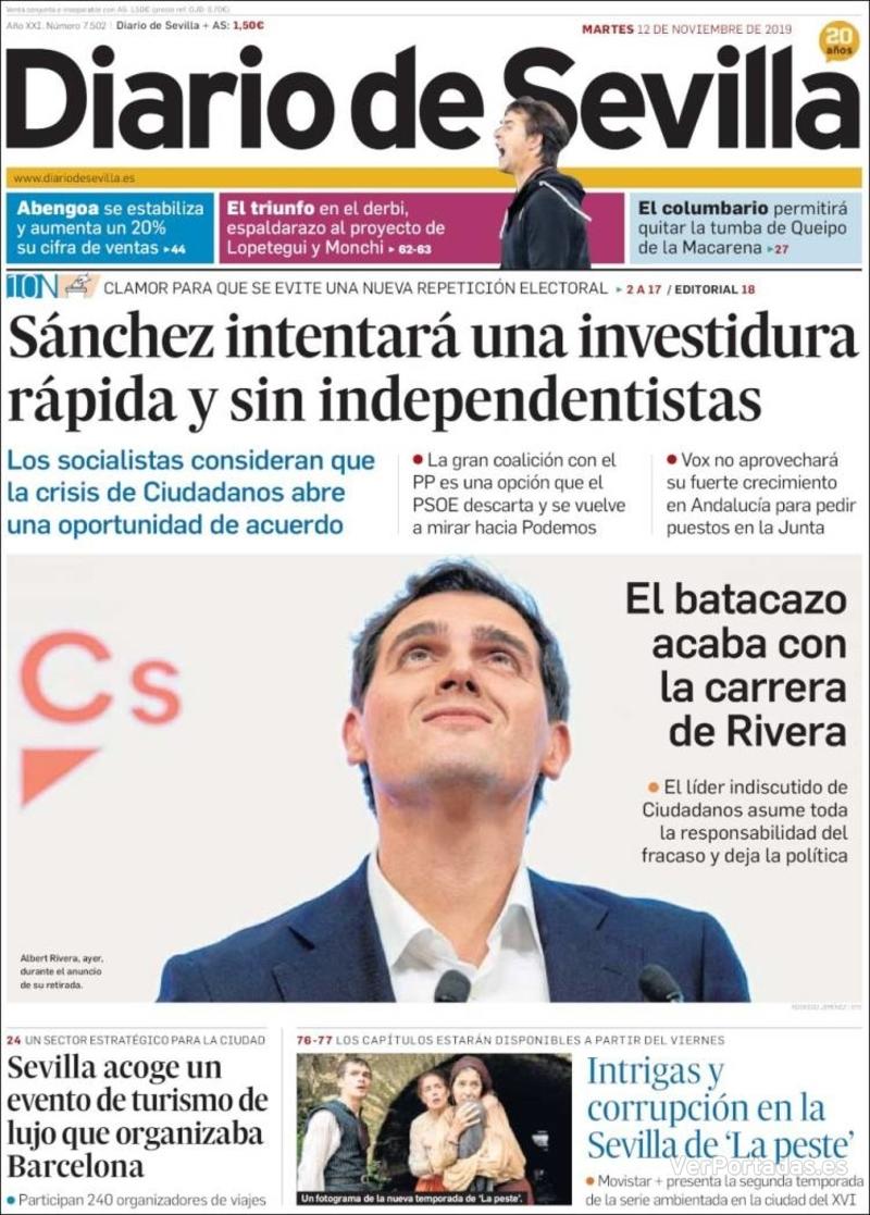 Portada Diario de Sevilla 2019-11-13